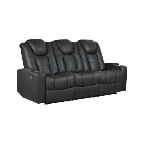 Luna Microfiber Power Reclining Sofa Black